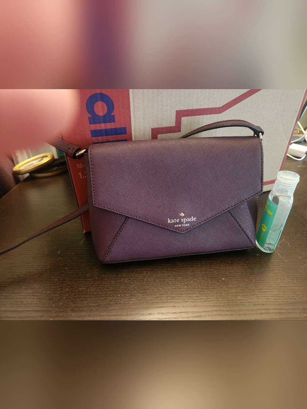 kate spade Purple Envelope Crossbody with Gold Logo